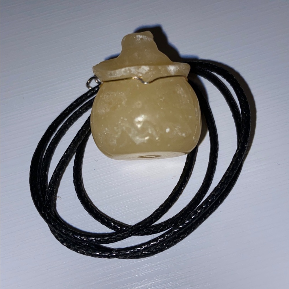 Lemon Calcite crystal witch pumpkins Pendant Necklace with Black Cord